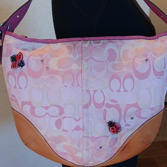 Coach Handbags - *Upcycled Coach Pink Y2k 1851 Ladybug Hobo Shoulder Bag 🐞💕 With Handtag